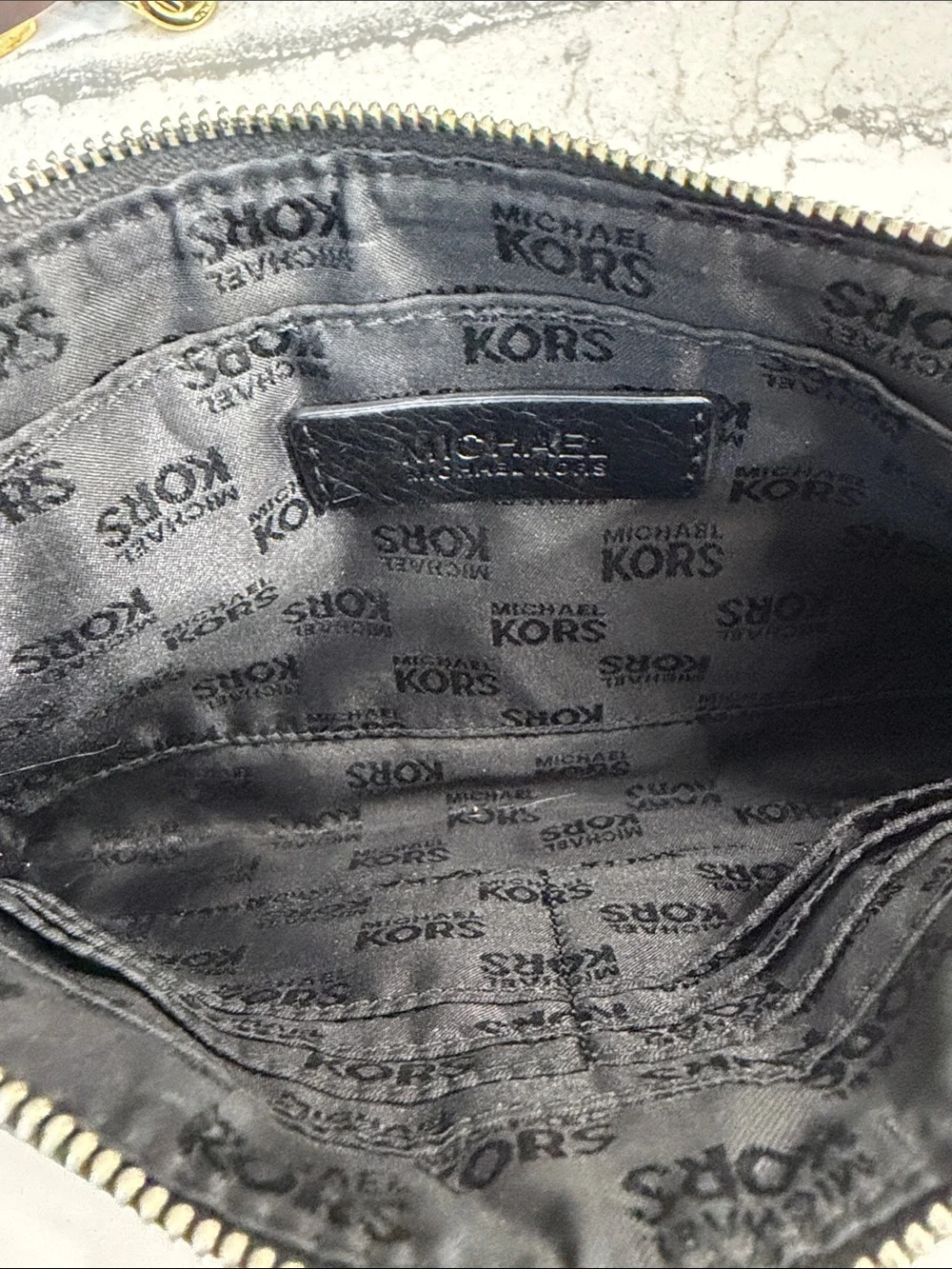 Michael Kors Black Leather Monogram Wristlet Clutch